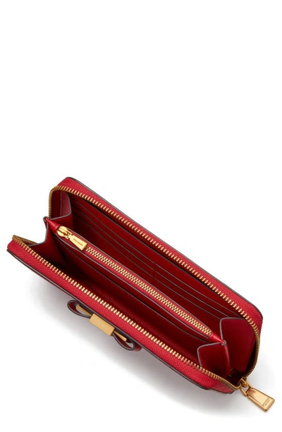 Shop Kate Spade Morgan Embellished Bow Saffiano Leather Wallet In Perfect Cherry