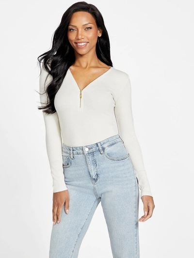 Shop Guess Factory Travis Ribbed Top In White