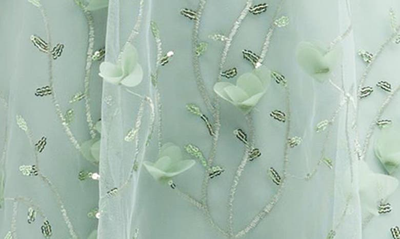 Dessy Collection Sequin Embroidered Strapless Tiered Gown In Celadon