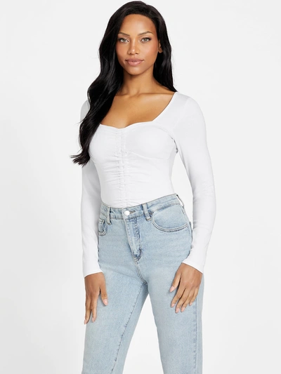 Shop Guess Factory Monica Ruched Top In White