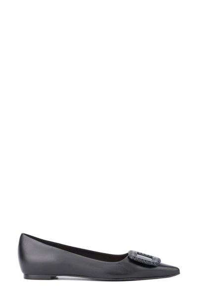 Aquatalia Jena Pointed Leather Ballerina Flats In Black