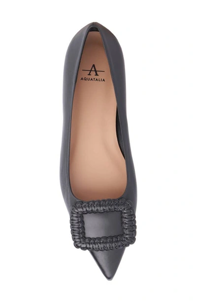 Aquatalia Jena Pointed Leather Ballerina Flats In Black