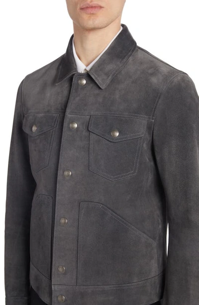 Shop Tom Ford Brushed Suede Western Jacket In Grey