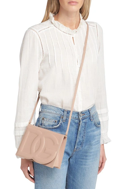 Shop Dolce & Gabbana Dg Logo Flap Leather Crossbody Bag In Powder Pink