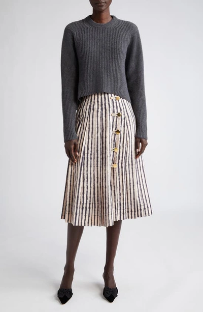 Shop Altuzarra Tullius Pleated High Waist A-line Midi Skirt In Apple Blossom