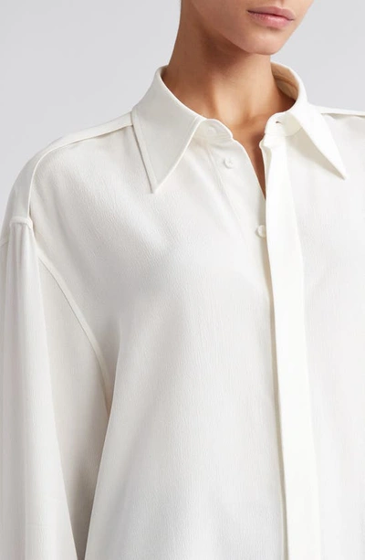 Shop Proenza Schouler Long Sleeve Marocaine Crepe Shirt In Off White