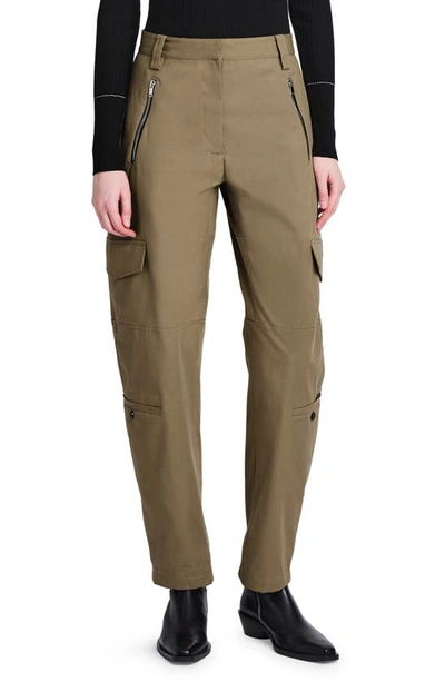 Shop Proenza Schouler Stretch Cotton Suiting Cargo Pants In Dark Khaki