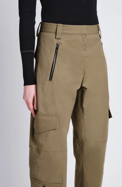 Shop Proenza Schouler Stretch Cotton Suiting Cargo Pants In Dark Khaki