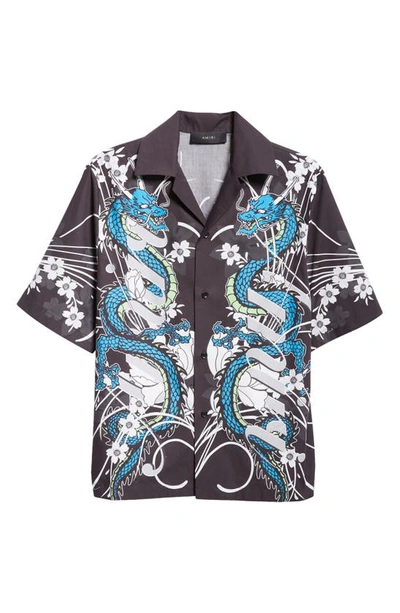 Shop Amiri Dragon Cotton Bowling Shirt In Black