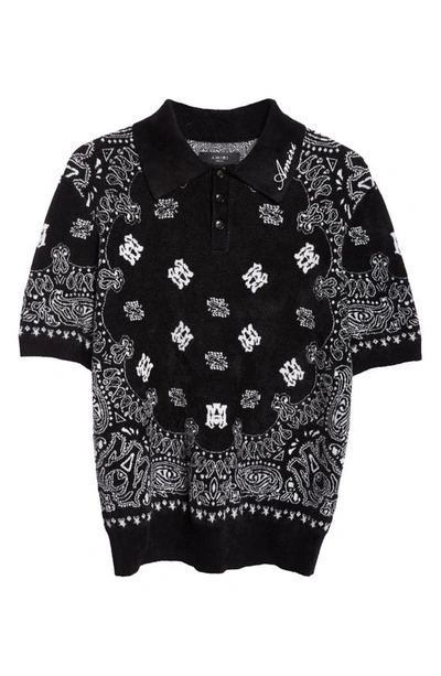 Shop Amiri Bandana Short Sleeve Polo In Black