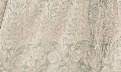 Shop Halogen (r) Floral Metallic Tie Waist Long Sleeve Midi Dress In Garden Ivy