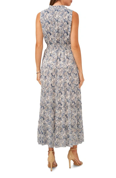 Halogen Sleeveless Tiered Maxi Dress In Classic Navy Stained Glass