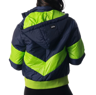 Shop The Wild Collective College Navy Seattle Seahawks Puffer Full-zip Hoodie