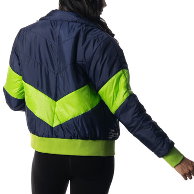 Shop The Wild Collective College Navy Seattle Seahawks Puffer Full-zip Hoodie