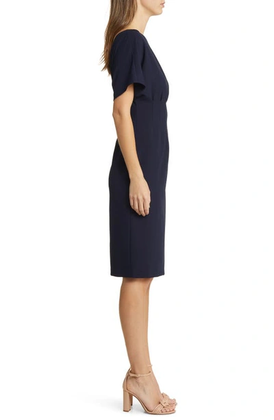 Eliza J Flutter Sleeve Dress In Navy
