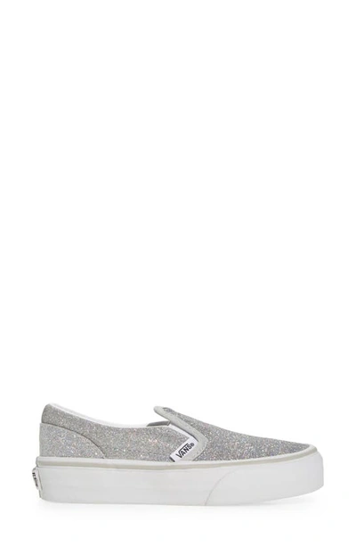 Shop Vans Classic Slip-on Glitter Sneaker In Silver/true White