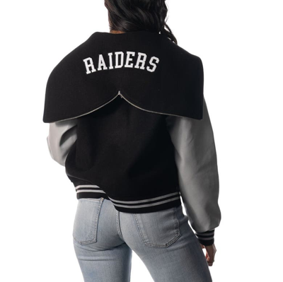 Shop The Wild Collective Black Las Vegas Raiders Sailor Full-snap Hooded Varsity Jacket
