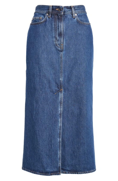 Shop Loulou Studio Rona Denim Maxi Skirt In Washed Blue