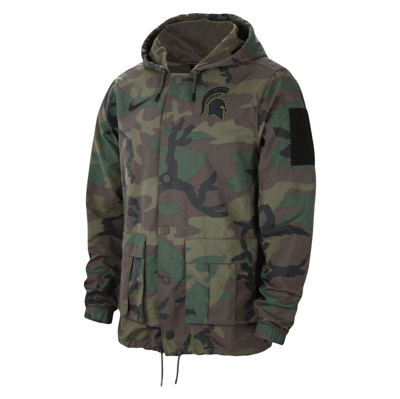 Shop Nike Camo Michigan State Spartans Military Pack Lightweight Hoodie Performance Full-snap Jacket