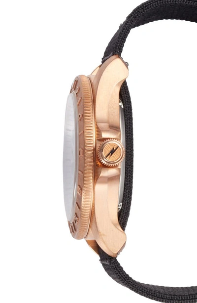 Shop Shinola Bronze Monster Gmt Automatic Leather & Webbing Strap Watch, 40mm In Dark Brown
