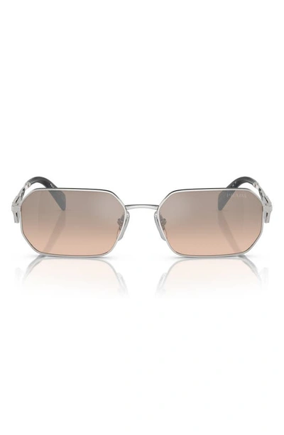 Prada Metal Rectangular Sunglasses In Pale Gold Brown Mirror/ Silver