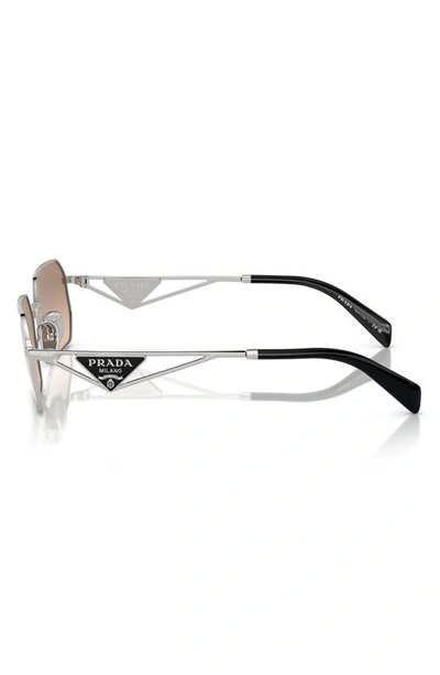 Prada Metal Rectangular Sunglasses In Pale Gold Brown Mirror/ Silver