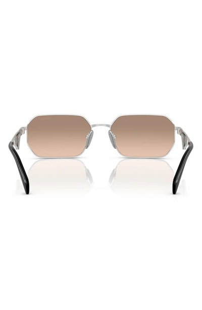 Prada Metal Rectangular Sunglasses In Pale Gold Brown Mirror/ Silver