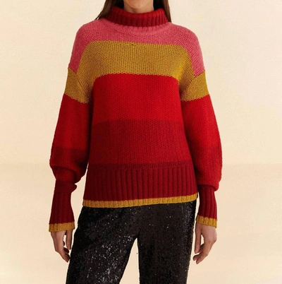Shop Farm Rio Shiny Stripes Knit Sweater In Red Multi