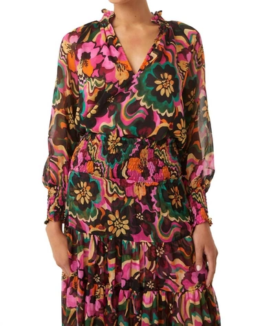 Misa Alexis Top In Flora Groove Chiffon In Multi