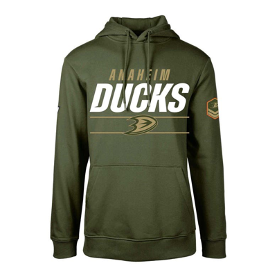 Shop Levelwear Olive Anaheim Ducks Delta Podium Fleece Pullover Hoodie