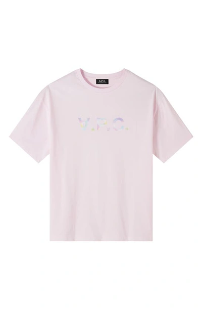 Shop Apc River Flocked Logo T-shirt In Faa Pink