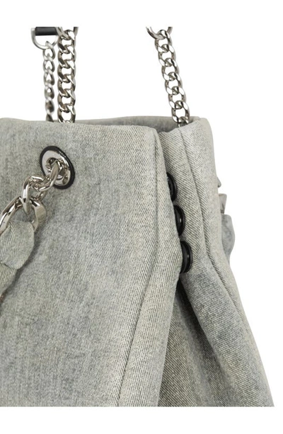 Balmain 1945 Cabas Washed Denim Tote Bag In Navy/ Beige