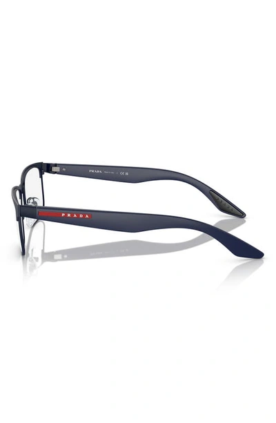 Prada 56mm Rectangular Optical Glasses In Blue Rubber