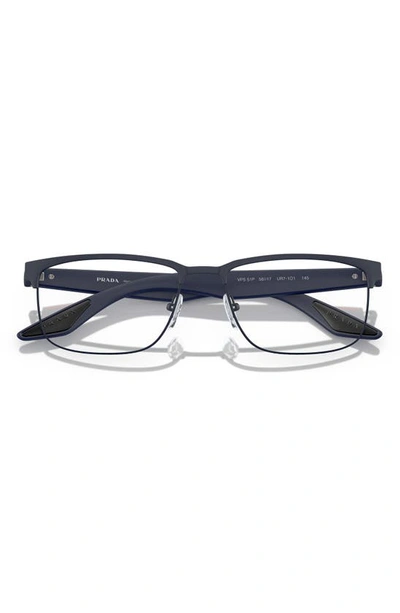 Shop Prada 56mm Rectangular Optical Glasses In Blue Rubber