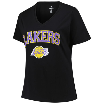 Shop Profile Black Los Angeles Lakers Plus Size Arch Over Logo V-neck T-shirt