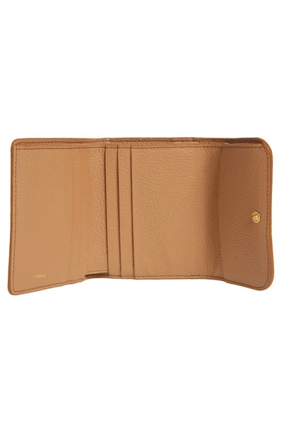 Shop Chloé Marcie Leather Trifold Wallet In Light Tan 26x