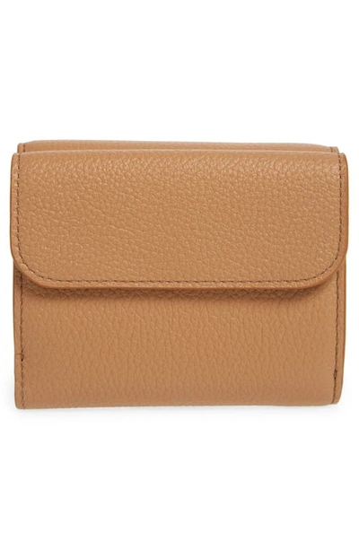 Shop Chloé Marcie Leather Trifold Wallet In Light Tan 26x