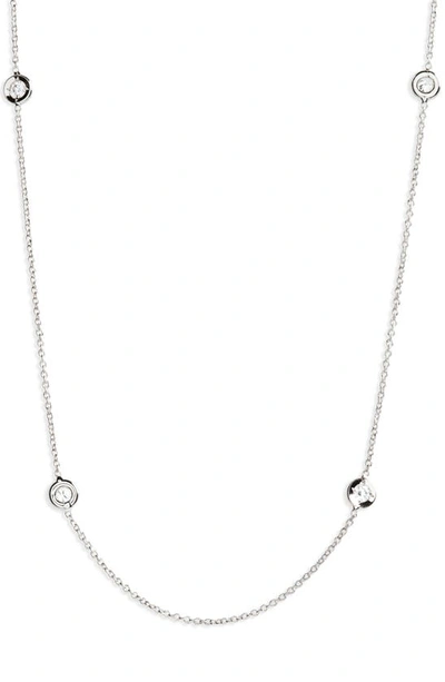 Shop Roberto Coin Diamond Seven Station Necklace In Sterling Silver
