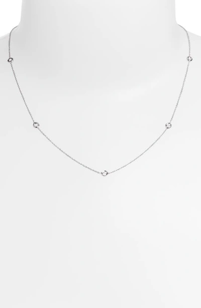 Roberto Coin Diamond Seven Station Necklace In Sterling Silver