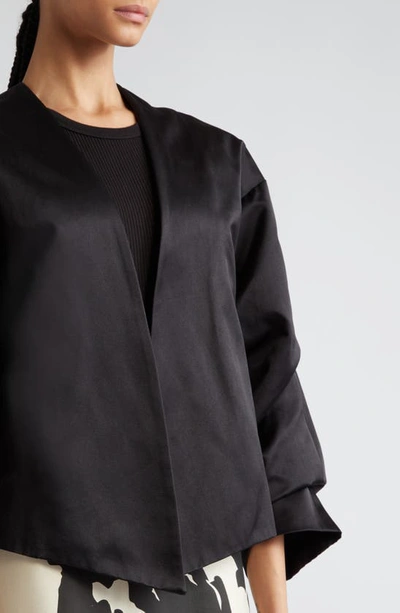 Shop Bite Studios Crinkled Sleeve Organic Cotton & Organic Silk Jacket In Black