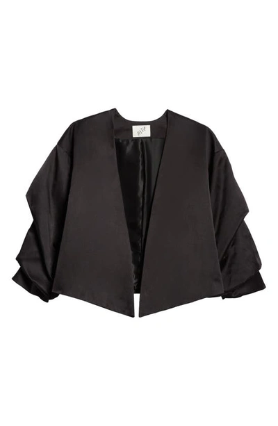 Shop Bite Studios Crinkled Sleeve Organic Cotton & Organic Silk Jacket In Black
