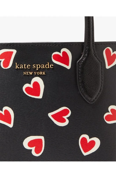 Shop Kate Spade Bleecker Stencil Hearts Print Tote In Black Multi.