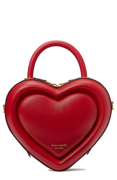 Shop Kate Spade 3d Heart Leather Crossbody Bag In Perfect Cherry
