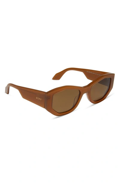 Shop Diff Zoe 52mm Polarized Oval Sunglasses In Brown