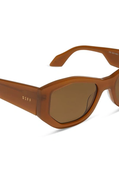 Shop Diff Zoe 52mm Polarized Oval Sunglasses In Brown