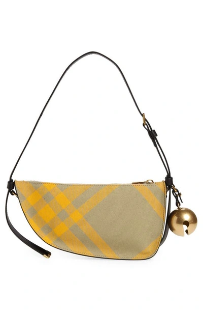 Shop Burberry Mini Shield Check Shoulder Bag In Hunter Ip Check