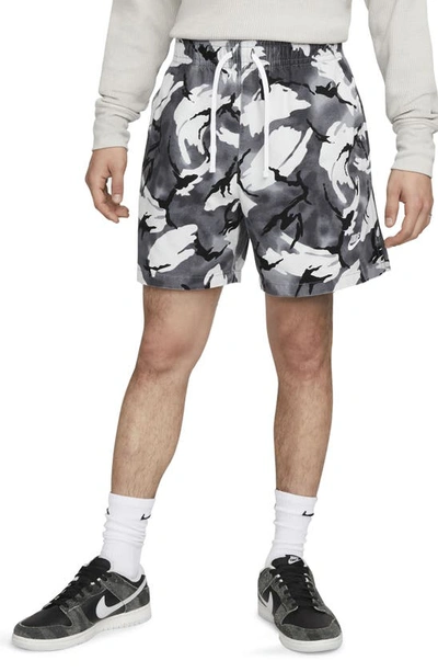 Shop Nike Camouflage Flow Shorts In Cool Grey/ White