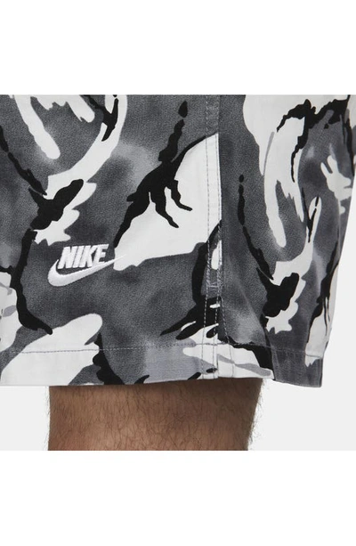 Shop Nike Camouflage Flow Shorts In Cool Grey/ White