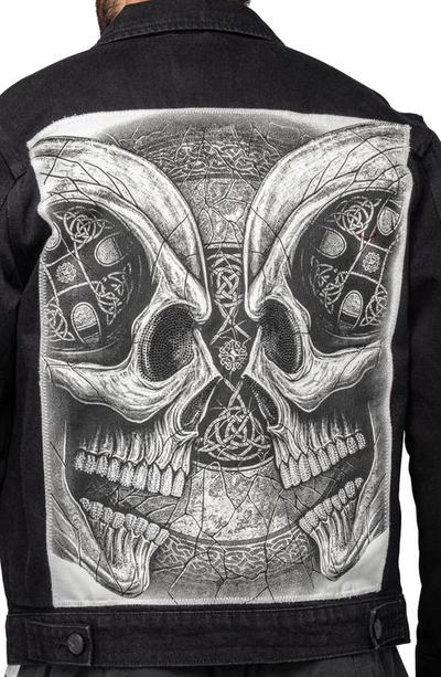 X-ray Skull Patch Denim Jacket In Jet Black