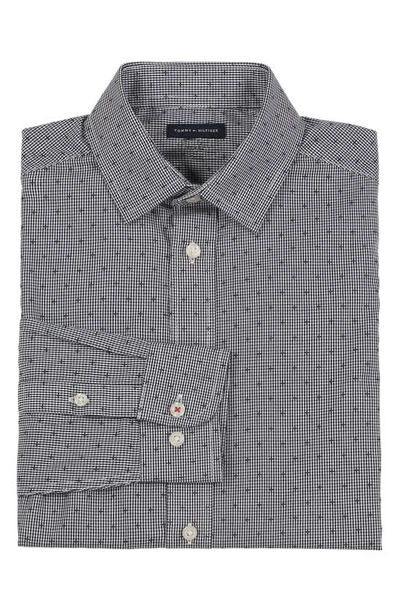 Shop Tommy Hilfiger Kids' Cross Gingham Button-up Shirt In Navy